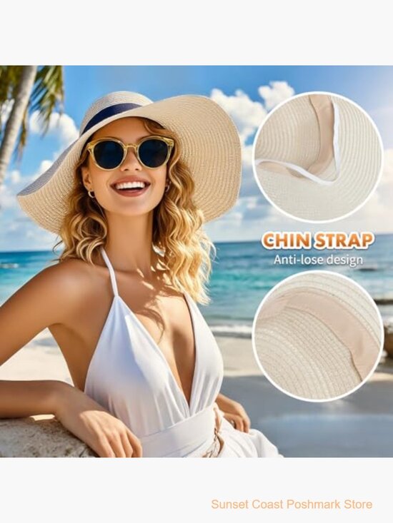 Packable Sun Hat Wide Brim UPF 80+ Paper Straw Beach Travel main image 4